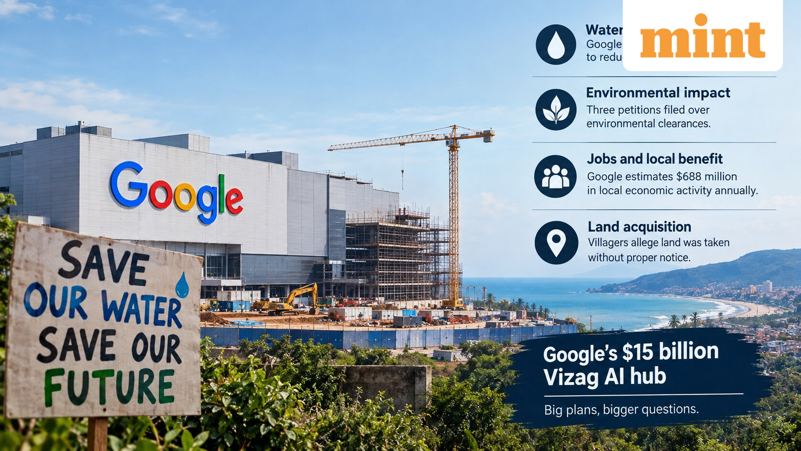 Google defends $15 billion Vizag AI hub as water fears, land disputes and protests put project under scrutiny — Mint India, Richfield Technology news